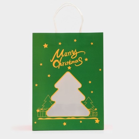 Gift package with the "Christmas tree" window 30 x 22 x 14 cm, green-2