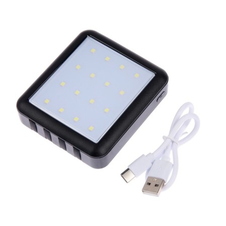 External battery 484, 10000 mAh, Type-C/Lightning/MicroUSB cables, lantern, black-9
