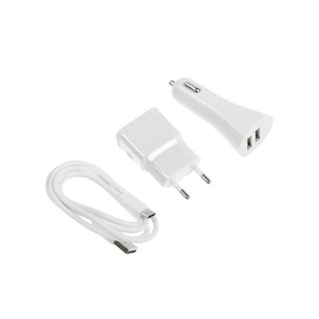 Set for charging 3 in 1 Luazon UC-30, Azu 2.1/1a, Type-C 1a, 1 m, SZU 1A, White