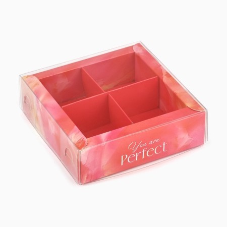 Box for 4 sweets with cells "Bright colors", 10 x 10 x 3 cm