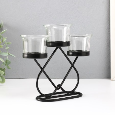 Summary metal, glass for 3 candles "peak" d = 5 cm black 19x6x16.5 cm-2