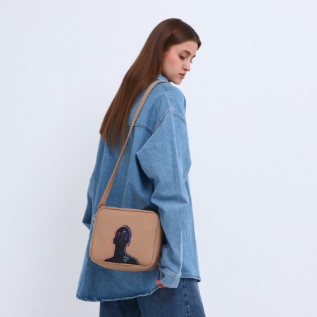 Women's bag over the shoulder Textura, small size, beige color-9