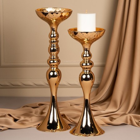 Summary Metal for 1 candle "Richard" Color Gold 12.5 x 12.5 x 37.5 cm-7