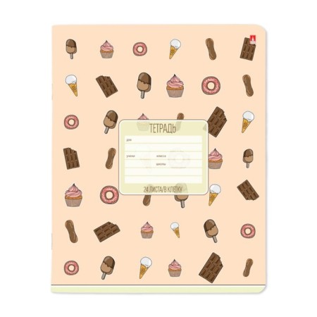 Notebook 24 sheets in a cage "Sweets", cover covered paper, mix-3