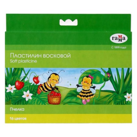 Plasticine soft (wax) 16 colors of 196 g of "bee", with a stack, cardboard packaging 280030n-4