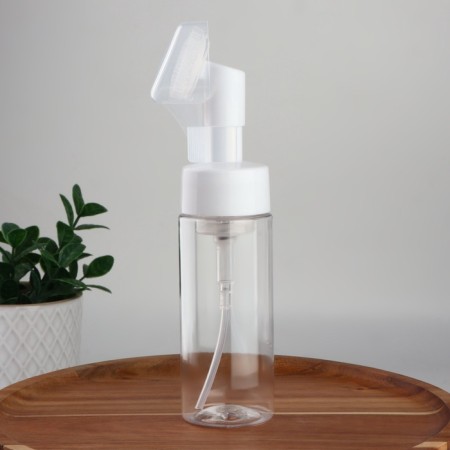 A bottle with a brush for washing, with a dispenser, 150 ml, white/transparent color-3