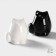 Porcelain set for spices on the bamboo stand Bellatenero “cats”, 3 objects: solo, pipe, stand, white and black color