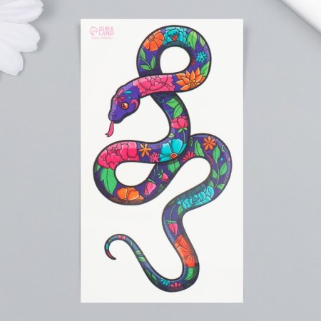 Tattoo on the body color "Flower snake" 10.5x6 cm-1