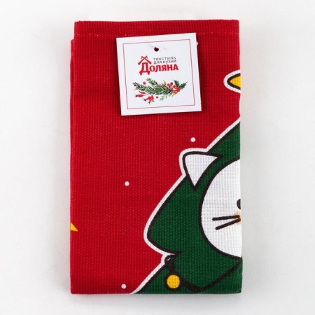 Towel "Dolyana" Merry Catmas 35x60 cm, 100% cotton 160 g/m2-4