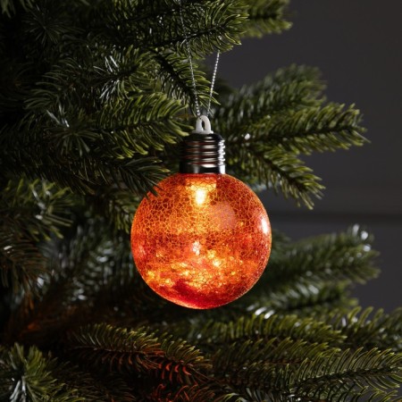 Christmas ball "Dawn", D = 8 cm, 1 LED, LR44x3 (in the set), glow warm white