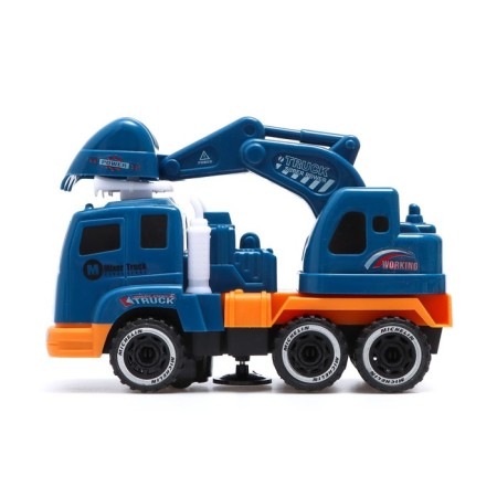 Construction truck, mobile details, light and sound, works from batteries, blue color-1
