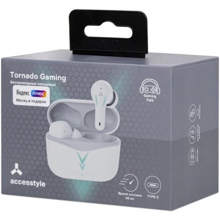 Headphones AcCESSTYLE Tornado Gaming TWS, Game, up to 6 hours, BT 5.1, response 50 ms, white-4