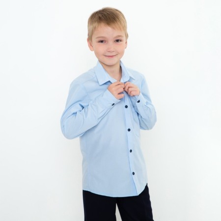 School shirt for a boy, blue color, height 134 cm-1