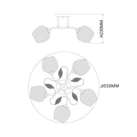 Ceiling light ESCADA, 1108/5PL. 5x40W, E27, 550x550x230 mm, chromium color-4