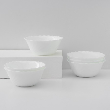 Set of salad bowls Luminarc Trianon, D = 18 cm, glass -ceramic, 6 pcs, white color