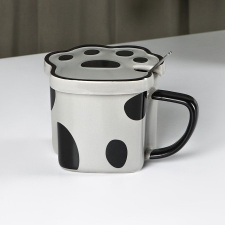 Ceramic Tiger Coramic mug, 350 ml, gray color-4