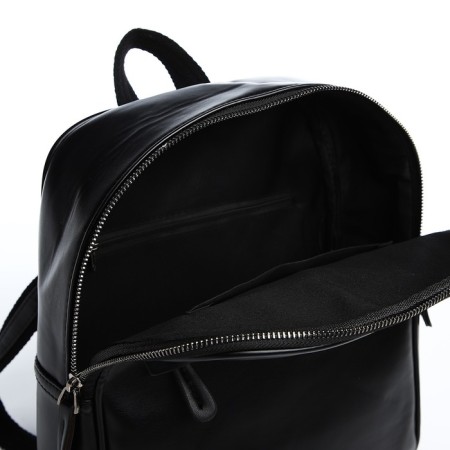 Women's backpack made of artificial leather with lightning, 2 pockets, black color-5