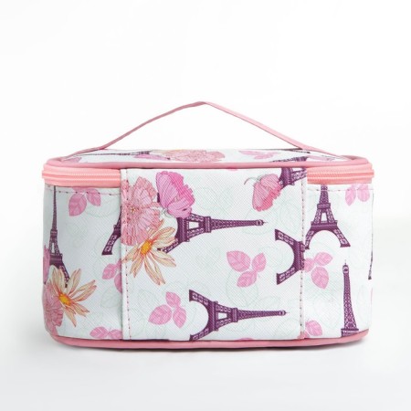 Cosmetic bag with lightning, white/pink color-1