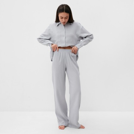 Пижама женская (рубашка и брюки) KAFTAN "Basic" размер 44-46, цвет серо-голубой-2