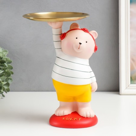 Souvenir Polystone stand "Bear in yellow shorts" 28x17x21 cm