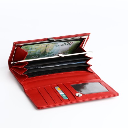 Women's wallet on magnet, red color-3