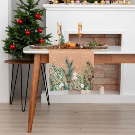 Walking on the table New Year's Ethel Fir Branches 40*146 cm, 100% cotton, sarzha 190 g/m2-2