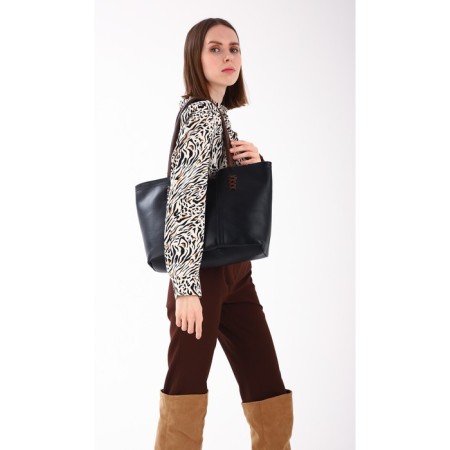 Soper bag with zipper, black color-3