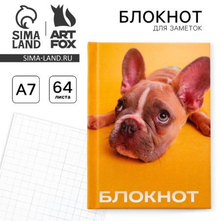 Notepad in solid cover A7, 64 liters "Dog"