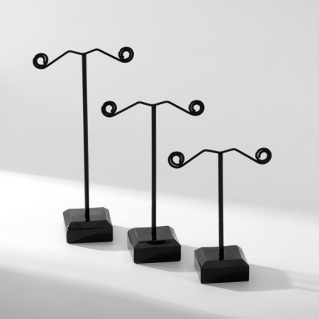 Acryl Earrings stand, set 3 pcs, h = 8, 10, 12 cm, black color-2