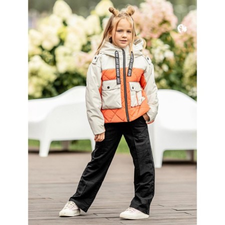 Jacket for girls, height 128 cm, orange color-1