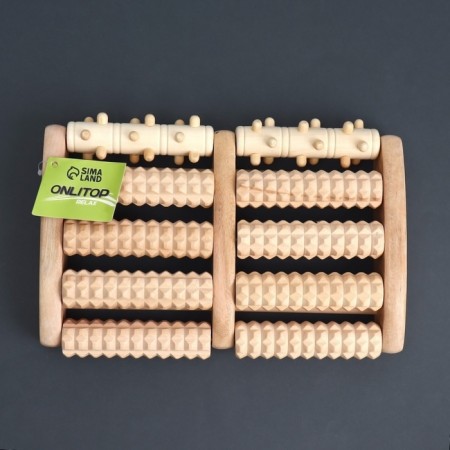 Massage "Drums", 5 rows with spikes, 27 × 19 × 5 cm, wooden-4