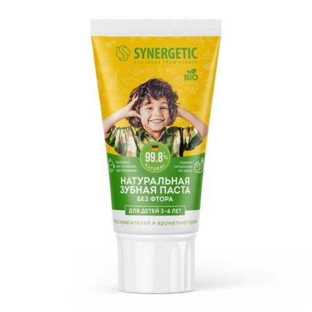 Children's toothpaste Synergetic "Strawberry and Banana", from 3 to 6 years old, yellow, 50 g-8