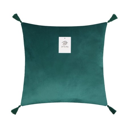 A set of decorative pillowcases Ethel with brushes, green color, 45x45 cm - 2 pcs, polyester, velor-4