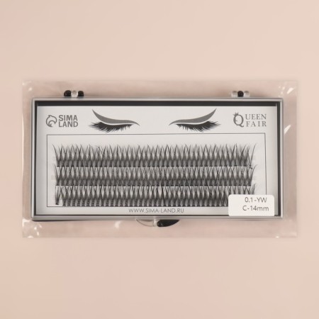 A set of overhead eyelashes "Lastochkin tail", bundles, 14 mm, thickness 0.1 mm, bend C, 12 D-5