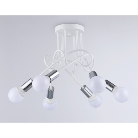 Lamp ceiling in the style of Ambrella Light, Loft, TR80417, 6HE27, white, chrome-1