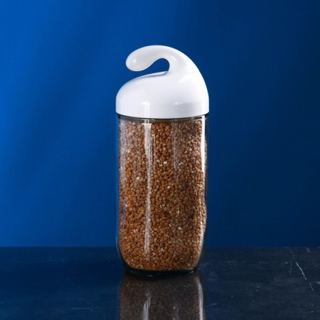 Bank for bulk products "Axis", glass, white cover, Iran-5
