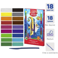 Plasticine 18 colors, 324 g, Erichkrause Artberry, premium, with aloe vera, with a stack, individual packaging of bars, in cardboard packaging