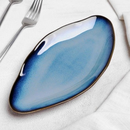 Ceramic oval "Galaxy", 23 × 12 cm, a mix of a blue shade-3