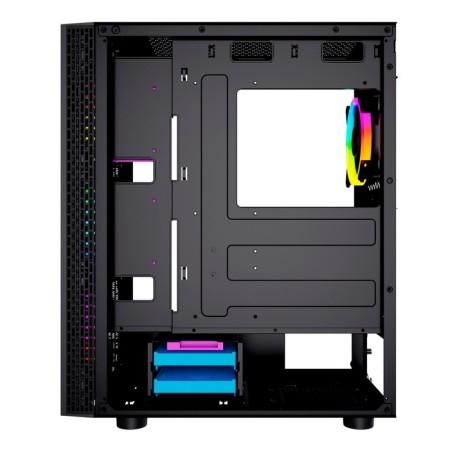 The GMNG GG-CC120 case is black without ATX 5x120mm 5x140mm 2xusb2.0 1xusb3.0 Audio Bott PSU-7