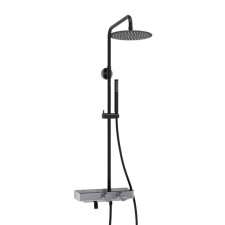 The shower system Wasserkraft A114.258.217.cb Thermo, tropical shower, thermostat, black/chrome 101151