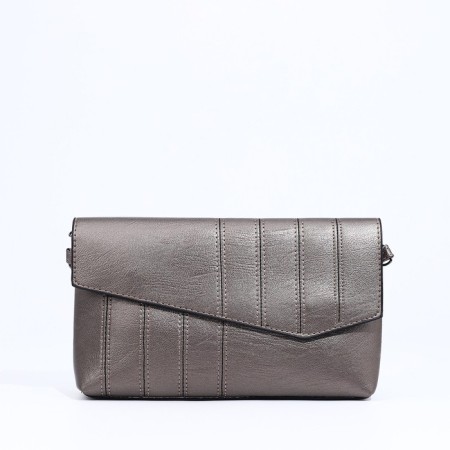 Bag-clate on magnet, long belt, bronze color