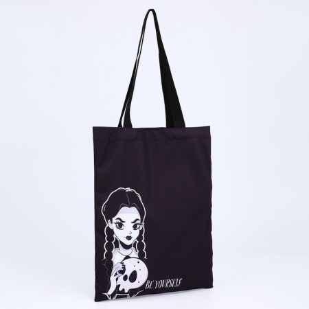 Shoper bag without fastening, black color-4