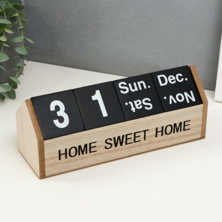 Souvenir wood desktop calendar "Home calendar" black 26x8.5x10.3 cm