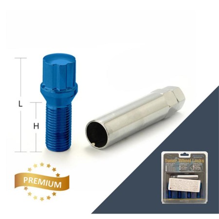 Secret Bolt M12X1.25, 55/30, external special, blue, 4 pcs +key