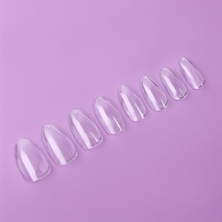 Tips for nail extension, 100 pcs, shape A, full coating, transparent color-2