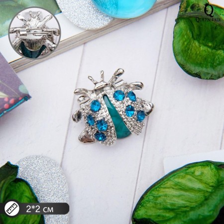 Brooch "God's Laying" mini, turquoise color in silver