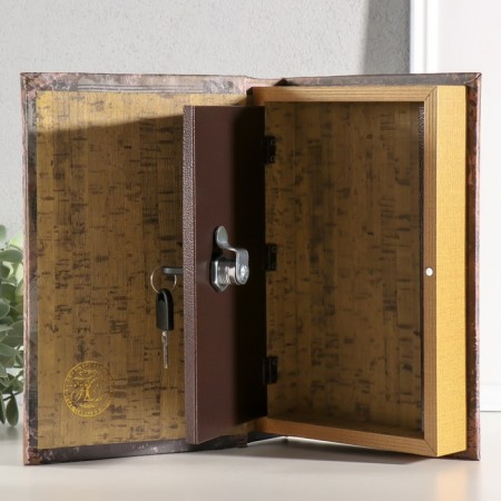 Safe-book wood, leatherette, mirror "Flying in a balloon" 24x16x5 cm-2