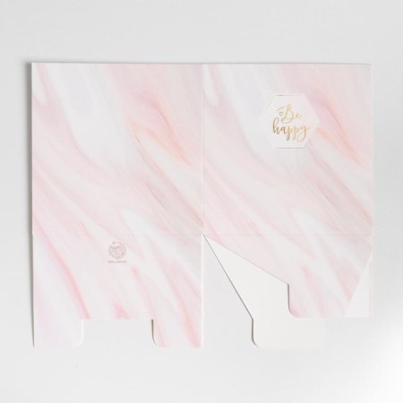 Gift box for flowers with PVC lid, packaging, “Be happy”, 12 x 12 x 12 cm-4