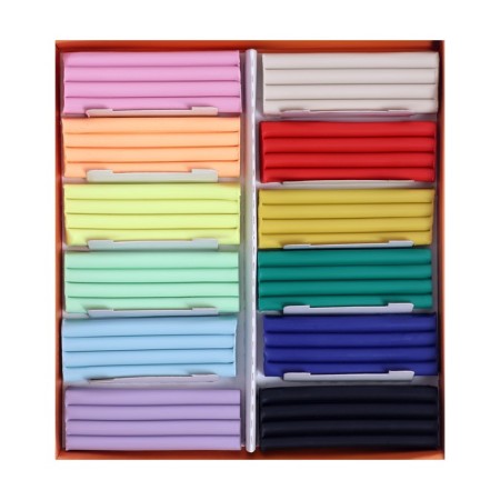 Plasticine 12 -cv, 168g (6 classic, 6 pastel) gamma "orange sun" with a stack (130520208)-1
