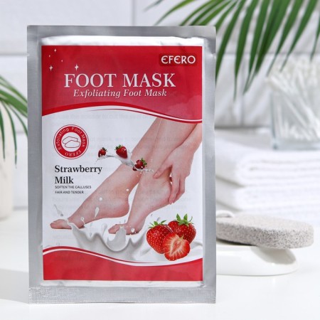 Exfoliating mask-cuts for legs based on strawberries and milk, universal, 1 pair